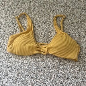 Yellow ribbed bikini top